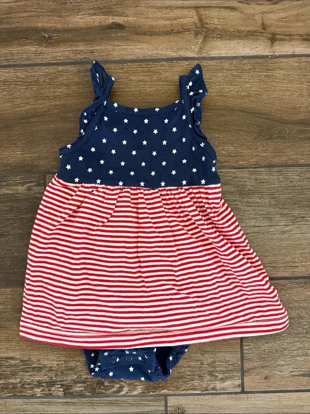 Carter's Red White and Navy Star & Stripe Dress with built in bottoms